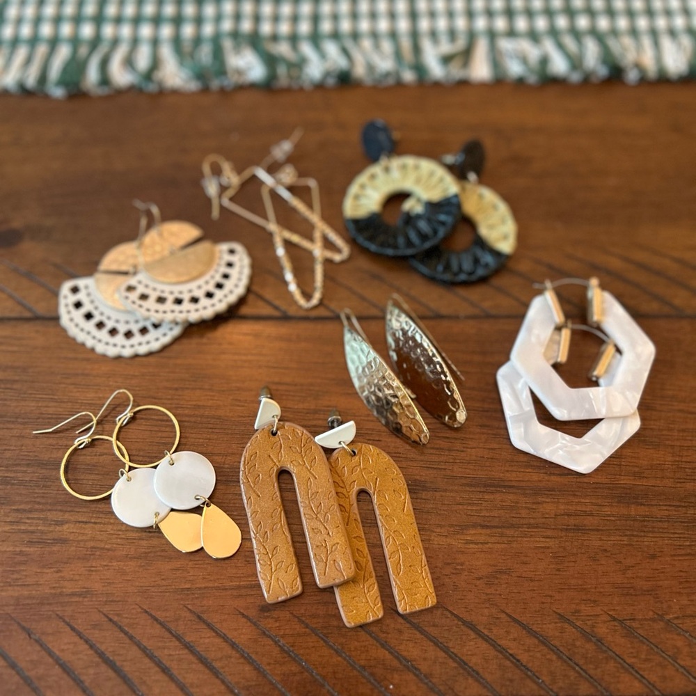Francesca's Collections Assorted Earrings Set - Gold, Cream, Black